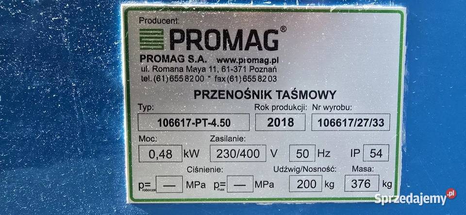 Podajnik taśmowy taśmociąg stół produkcyjny wielkopolskie Wojnowice