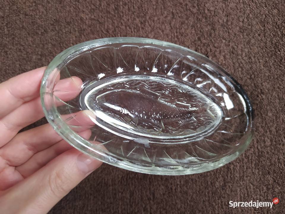 Półmisek szklany rybka PRL Vintage Warszawa sprzedam