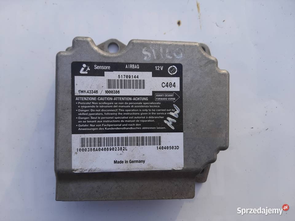 Sensor moduł poduszek Air Bag Fiat STILO łódzkie Ksawerów
