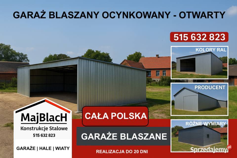 Ładny Garaż Blaszany GRAFITOWY z zadaszeniem sprzedam