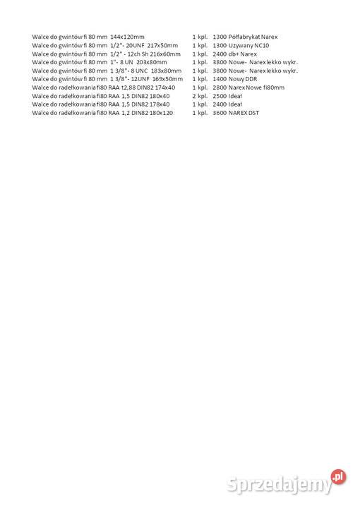 Walce do walcowania gwintów walcarki UPW251 UPWS Kłobuck