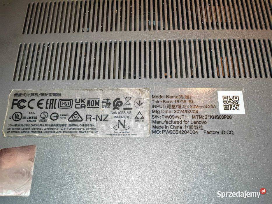 Lenovo ThinkBook 21KHS00P00 16 Intel Core Kraków sprzedam