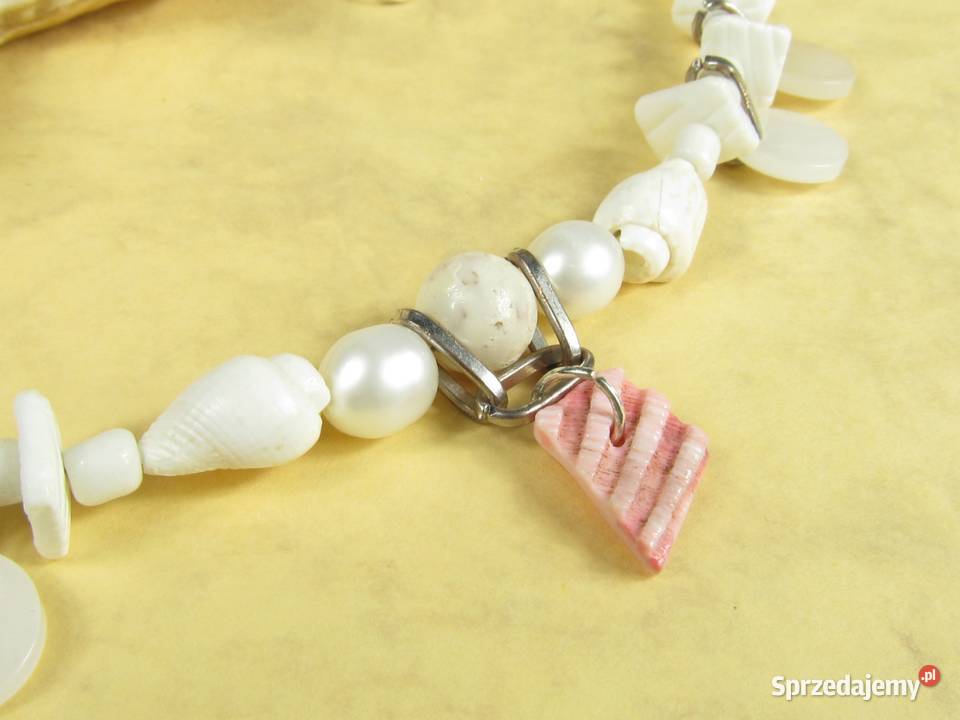 Naszyjnik bransoletka kolczyki zestaw biały róż Katowice