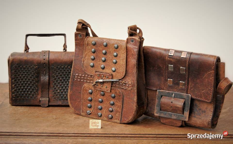 Torba skórzana na ramię rycerska vintage lata 70 Torby i torebki Lublin sprzedam