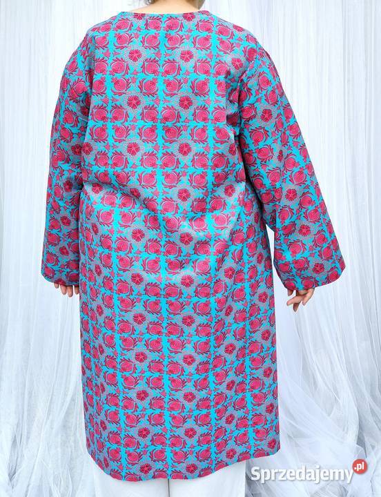 Długa tunika XXL 44 3XL 46 plus size bawełna niebieski Szczecin
