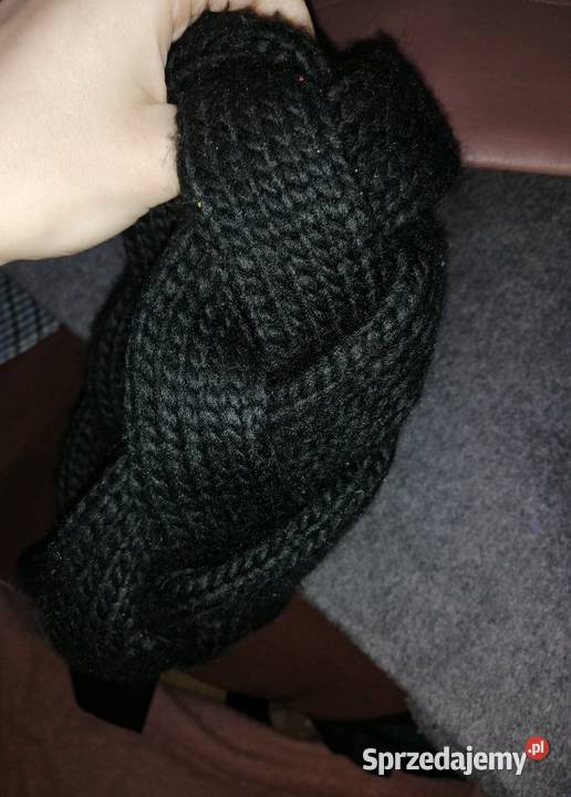 Ciepła Gruba Czrana Warkoczowa Opaska na głowę wielkopolskie Leszno