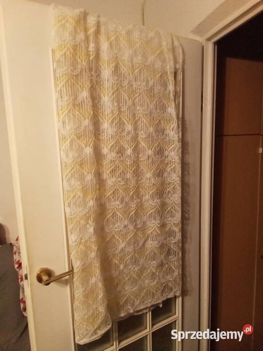 Firana biało żółta w serca PRL 2 sztuki Warszawa sprzedam