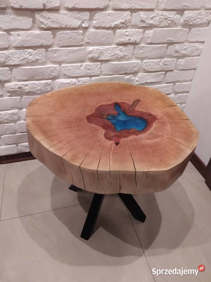Stolik z plastra drzewa zalany żywicą lubelskie Puławy