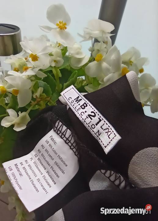 Letnia elegancka czarna bluzka w białe kropki czarny lubelskie Radzyń Podlaski