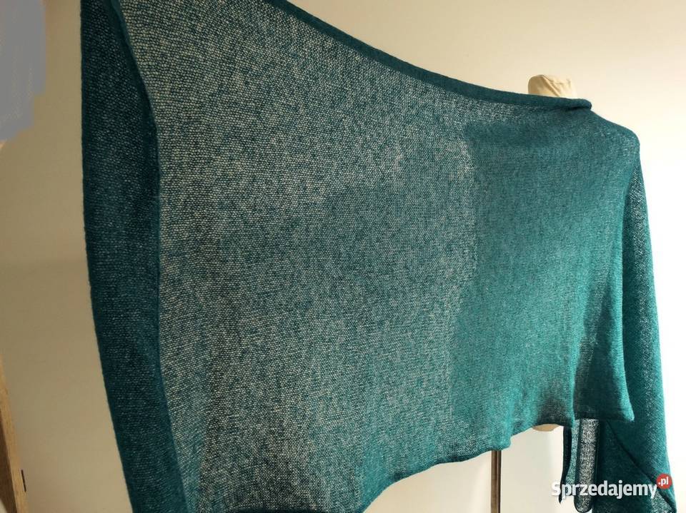 Szal Moherowy Duży Mgiełka Morski Kolor HM Łomża