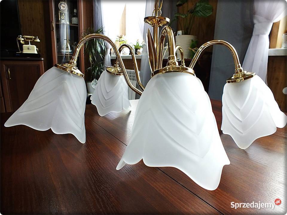 Złoty Żyrandol do salonu Piękna Lampa wisząca Żary
