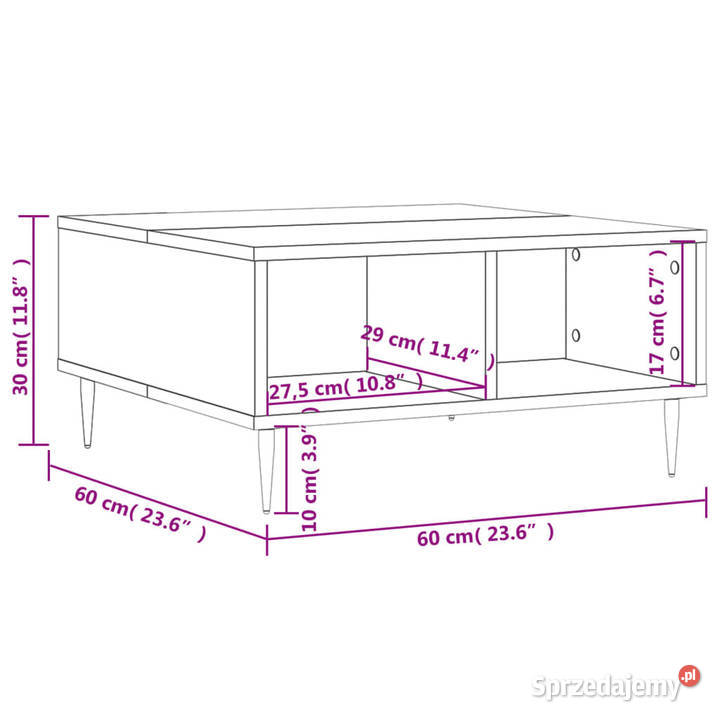 Stolik kawowy brązowy dąb 60x60x30 WM827035 Warszawa