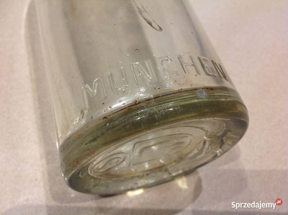 Stara Butelka Szklana z Porcelanką poj 05 L Nowa Sól