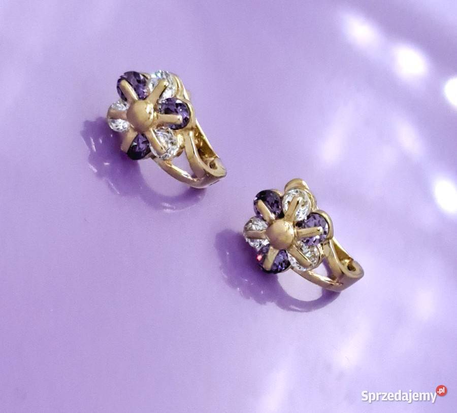 Kolczyki kwiatki Złote pr333 zapięcie angielskie Poznań