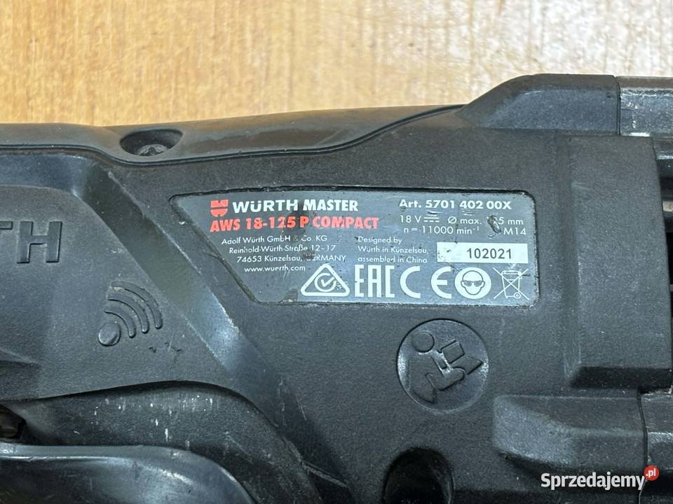 Wurth Szlifierka kątowa akumulatorowa AWS 18125 Szlifierki kątowe Szlifierki kątowe Elbląg