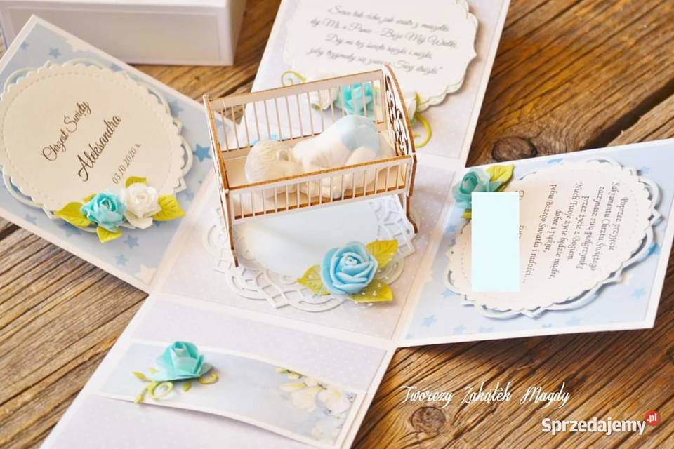 Kartka exploding box na Chrzest Święty ręcznie Słupsk sprzedam