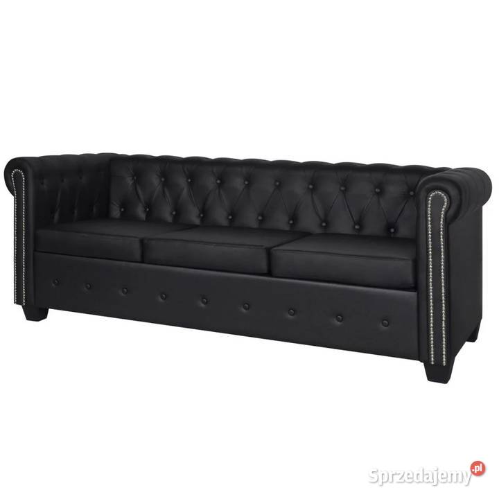 vidaXL Sofa 3-osobowa w stylu Chesterfield, sztuczna 242370