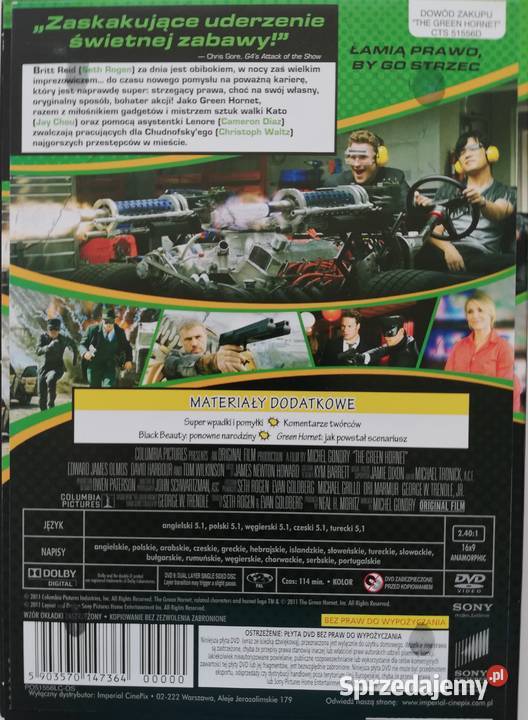 Green Hornet DVD Christoph Waltz Cameron Diaz Łódź