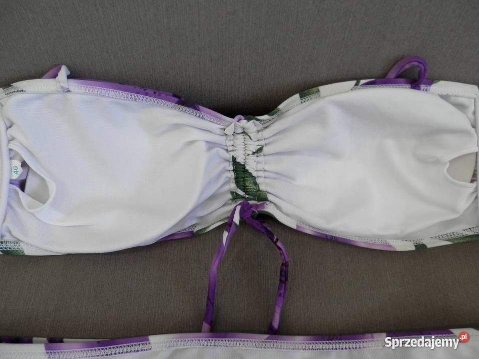 Strój Kąpielowy Bikini BiałoLawendowy w Kwiaty Łomża