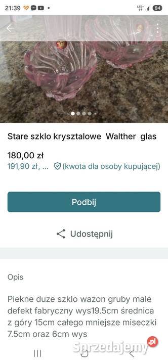 Zestaw swietny krysztalowy Antyki, Sztuka, Kolekcje lubuskie Międzyrzecz sprzedam