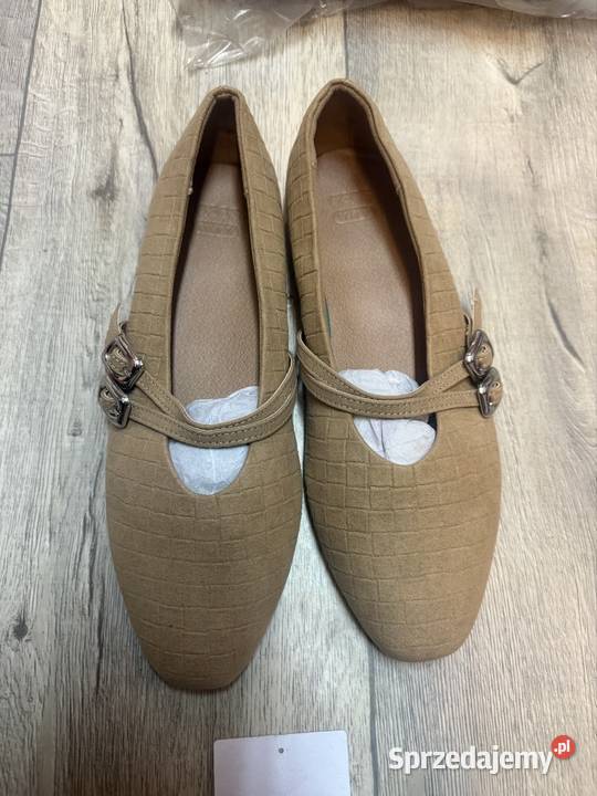40 Asos Design Beżowe baleriny z zapięciem z brązowy/beżowy Kraków