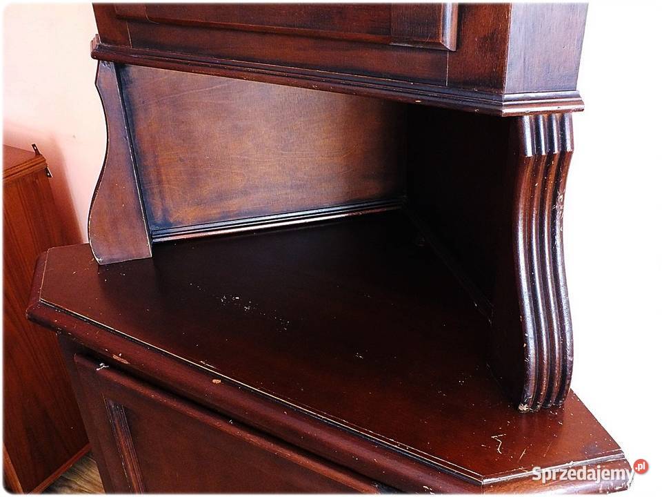 Stara Szafka narożna drewniana rzeźbiona Witryna Żary