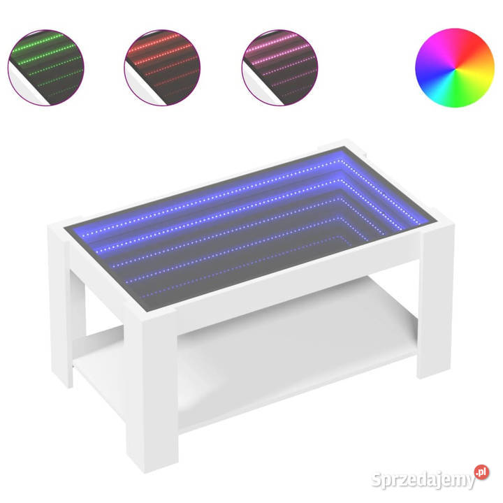 Stolik kawowy z LED biały 93x53x45 materiał Warszawa