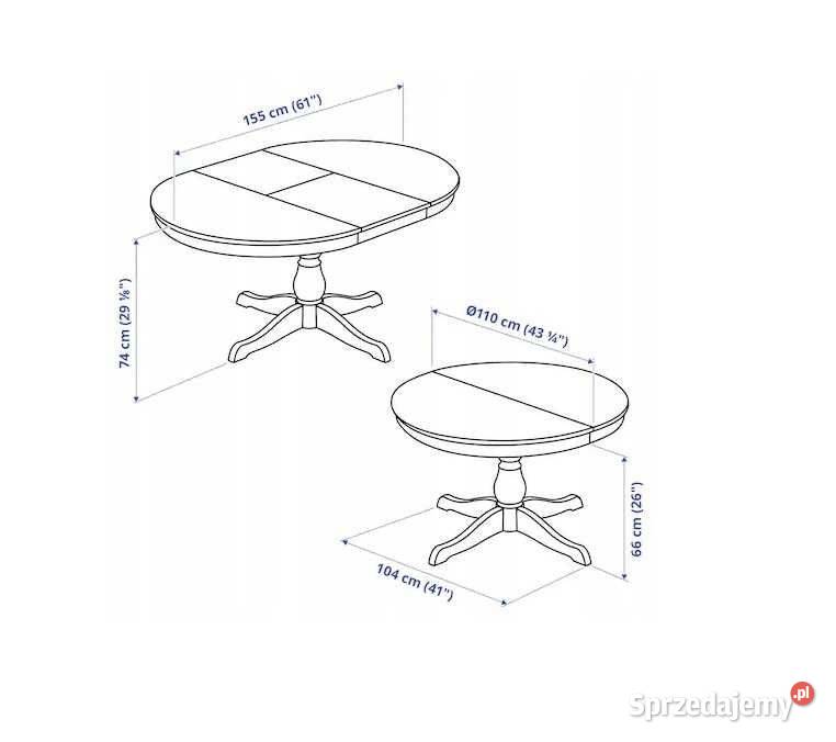 Stół okrągły owalny rozkładany biały INGATORP Gościcino