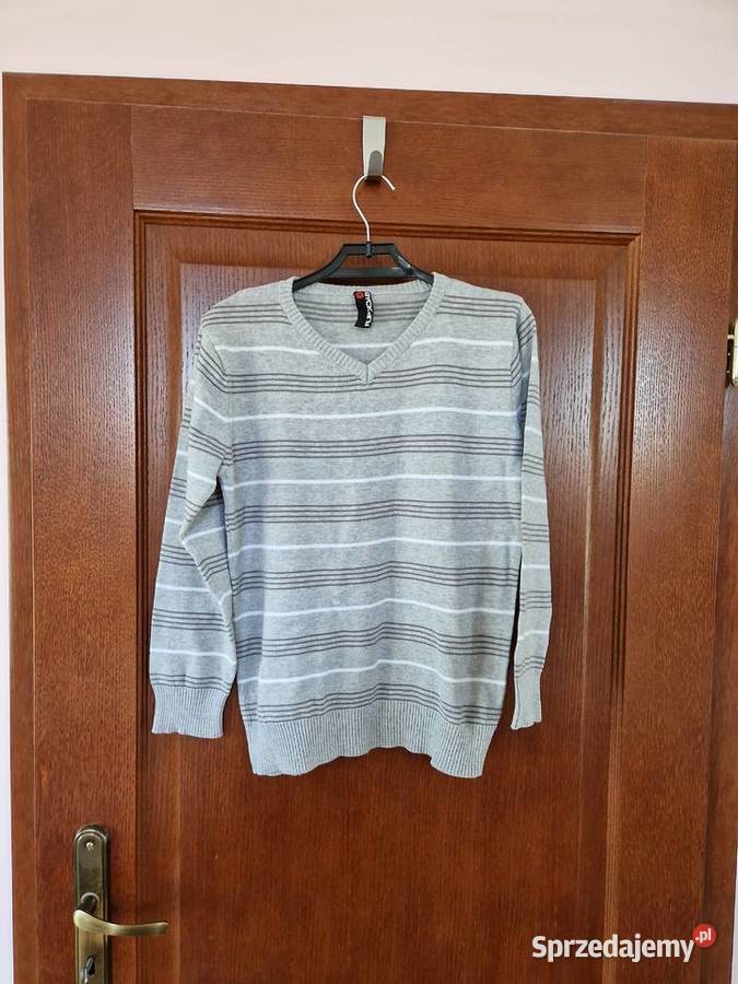 Sweter szary w paski chłopięcy 910 lat rozmiar 9 lat+ Bibice