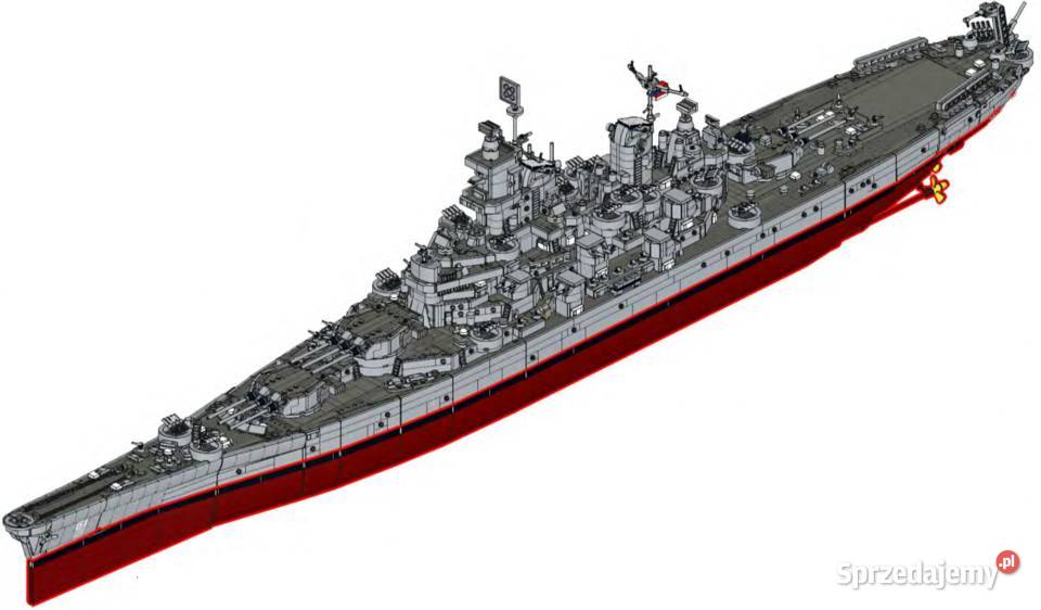 Pancernik Iowa z klocków lego skala 1200 Gigant Milanówek