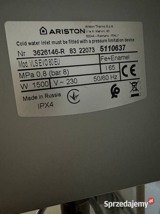 Elektryczny podgrzewacz wody Ariston Velis VLS Dom i Ogród Kędzierzyn-Koźle