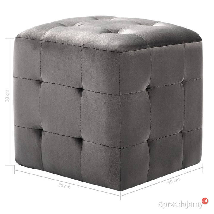 Pufy 2 szare 30 x 30 x 30 aksamit WM278385 Warszawa