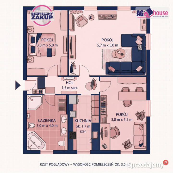 Mieszkanie 9313m2 3 pok Gdańsk Przyokopowa pomorskie