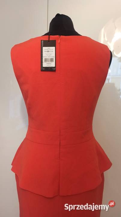 wizytowa sukienka z baskinką pomarańczowy Częstochowa