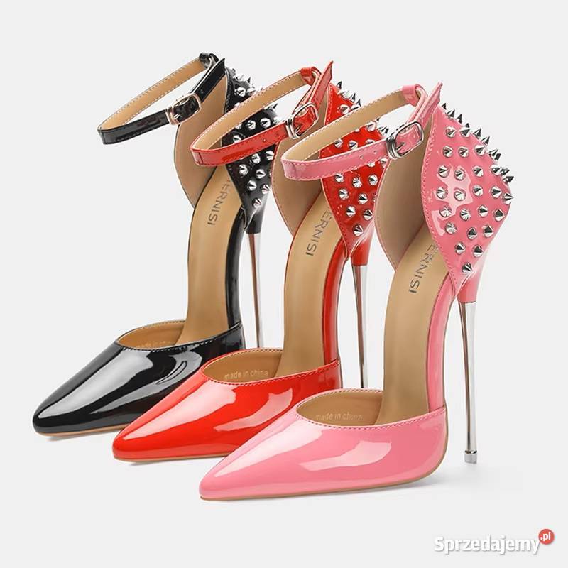 Czółenka 3 kolory ćwiekowane obcas 16 rozmiary dolnośląskie Świdnica