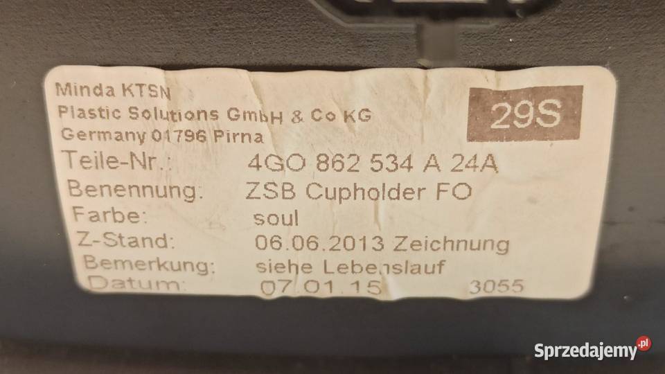 AUDI A6 C7 UCHWYT NA KUBKI 4G0862534A osobowe Uchwyty fabryczne