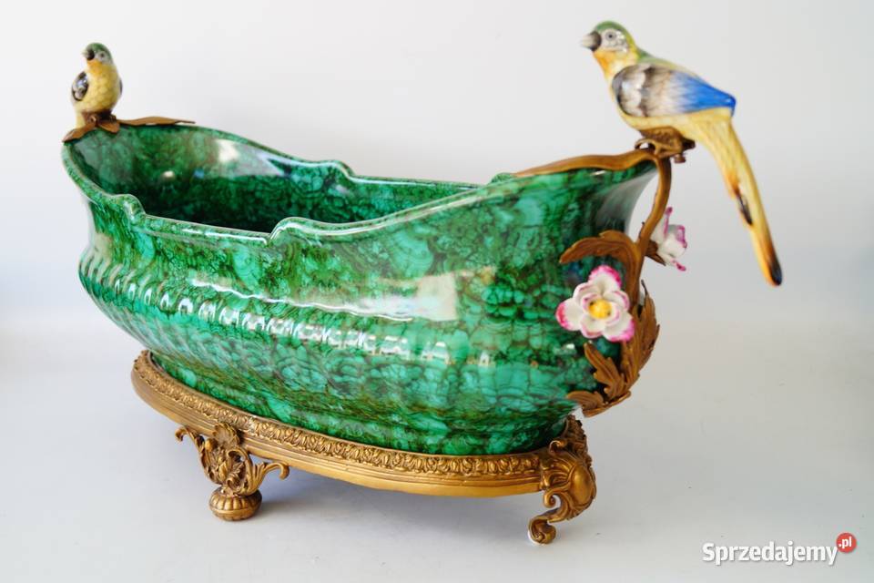 Ogromna porcelanowa patera porcelana brąz wielkopolskie Gizałki