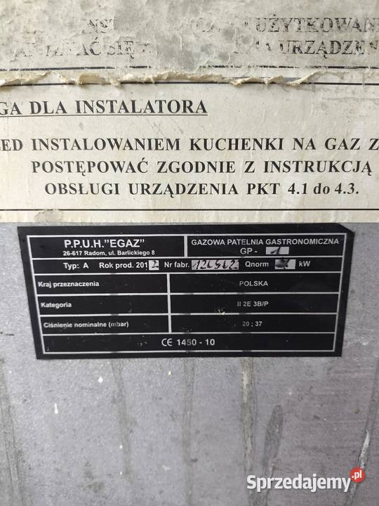 Patelnia Gazowa Uchylna Gastronomiczna małopolskie