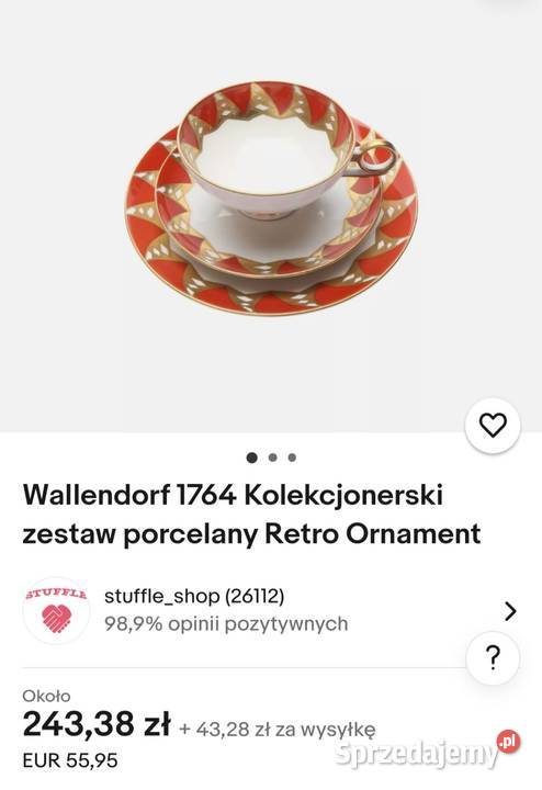 Wallendorf Goldrelief Bavaria kolekcjonerski Porcelana i szkło łódzkie