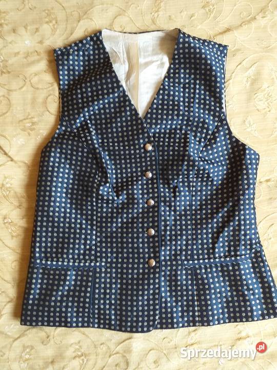 Kamizelka Damska Czarna Kwiatki 5 Guzików 2 Bydgoszcz