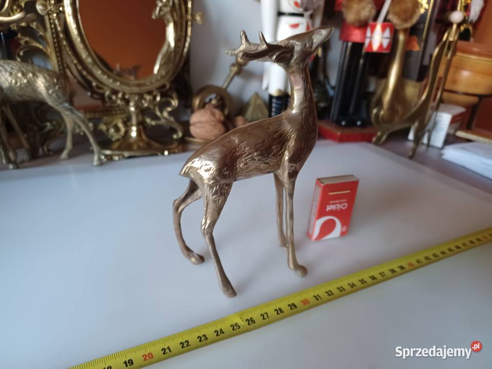 Piękna mosiężna figura jelonka Poznań