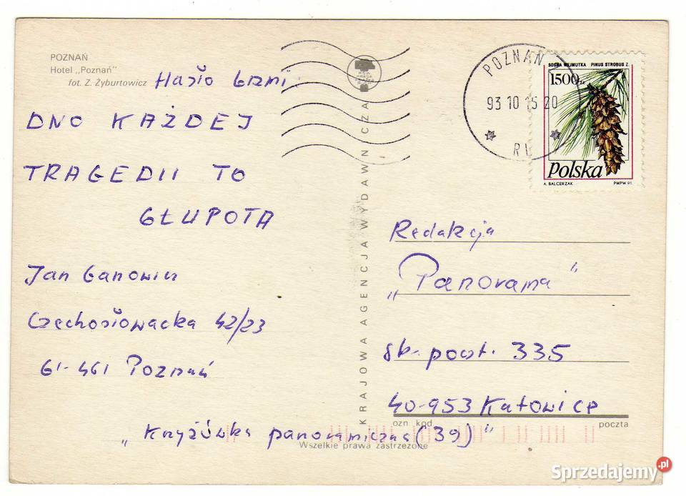 POZNAŃ HOTEL POZNAŃ POCZTÓWKA świętokrzyskie Krynki