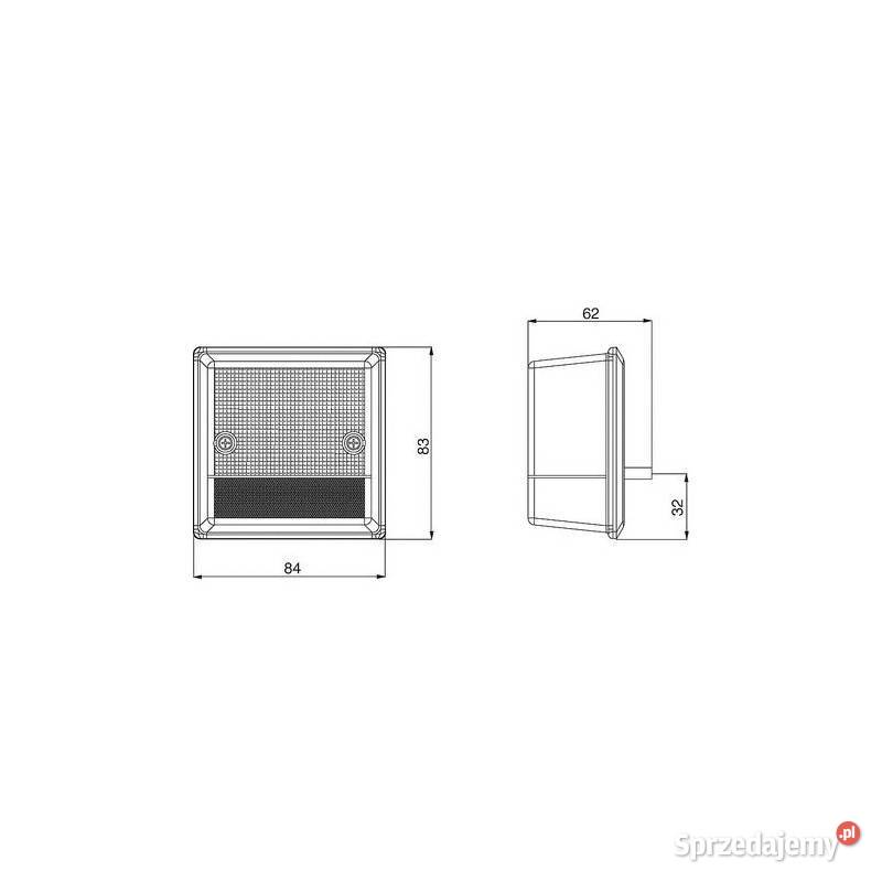 Przednie światło 84x83 mm leweprawe 09869 Kamionna