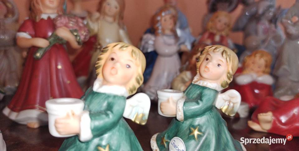 Świecznik Aniołek Goebel Germany Porcelana i szkło