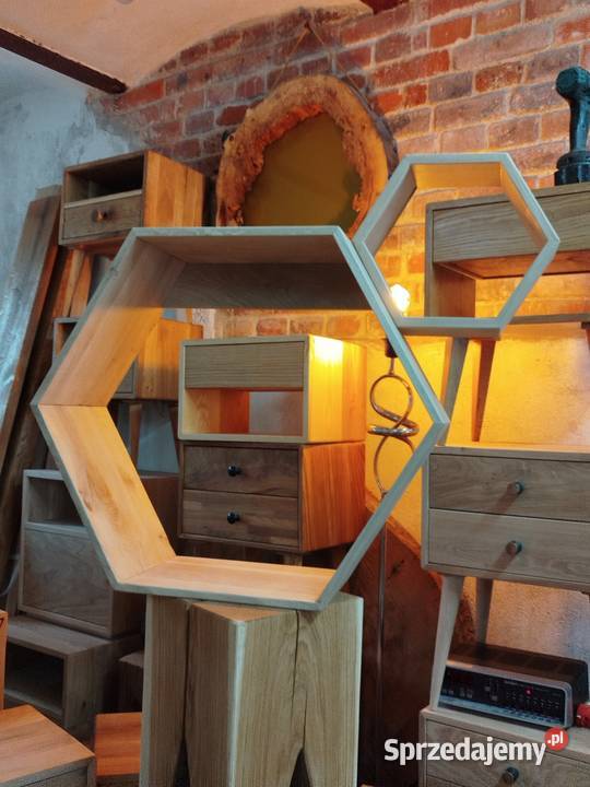 Półka dębowa heksagon Postolice