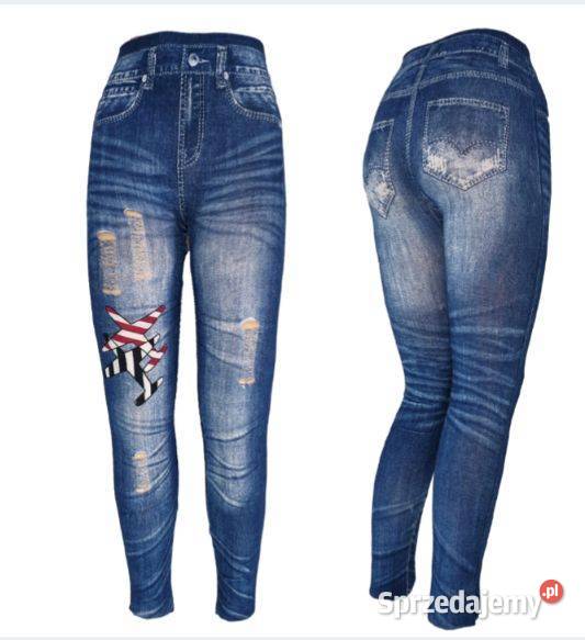 Legginsy imitacja jeansu z prawdziwymi dziurami Rozmiar uniwersalny Spodnie Chrzanów