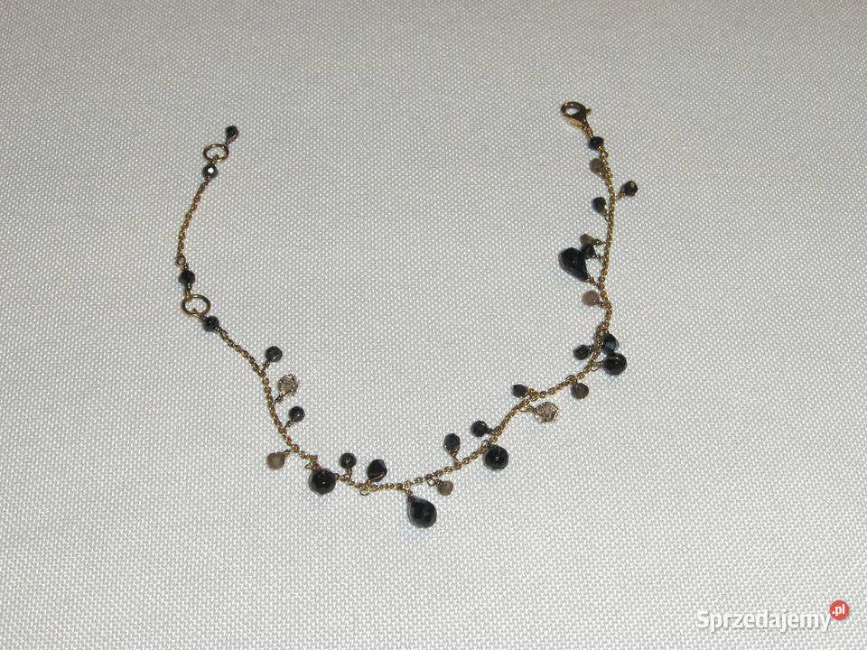 WKruk Bransoletka srebrna pozłacana z czarnymi pozłacane łódzkie