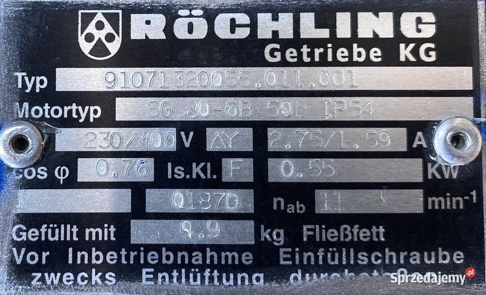motoreduktor przekładnia 055kW 11obr 3fazowy Pozostałe kujawsko-pomorskie Pigża