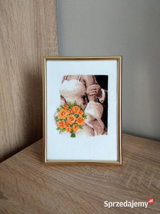 Pamiątka Ślubna haft krzyżykowy rękodzieło ślub wielokolorowy warmińsko-mazurskie Olsztyn