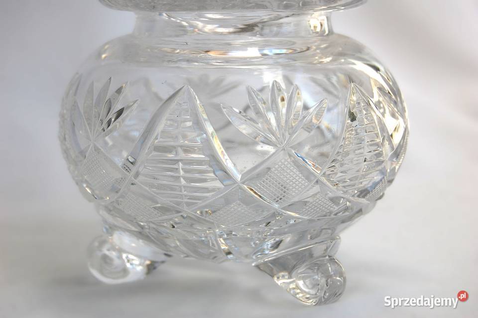 Kryształowa szlifowana cukiernica bombonierka przezroczysty Lublin